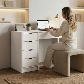 beautysofa SCHREIBTISCH Malta mit 5 Schubladen, mit Griffen, Weiß
