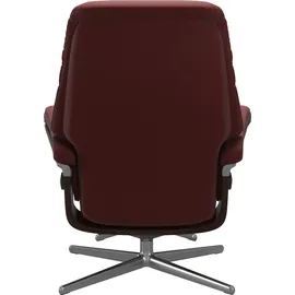 Stressless Relaxsessel STRESSLESS "Sunrise", rot (cherry paloma), B:92cm H:105cm T:80cm, Leder PALOMA: PALOMA ist ein durchgefärbtes Semianilin-Möbelleder mit natürlicher Narbung., Sessel, Relaxsessel, mit Hocker, mit Cross Base, Größe S, M & L, Holzakzent Braun