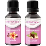 Hello Shape Flavour Drops zuckerfrei Set 2x 30 ml - Vanille & Haselnuss | Geschmacks Tropfen OHNE KALORIEN zum Süßen mit Dosierhilfe | vegan | Für Naturjoghurt, Porridge oder Quark