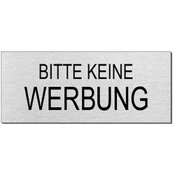 Schild zum Kleben für Briefkasten, Edelstahl- oder Messing-Optik (Ausführung: WERBUNG NEIN DANKE (Edelstahl))