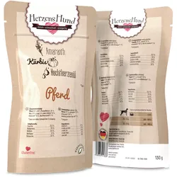 Herzenshund 130 Gramm Hundenassfutter 15 x 130 Gramm Pferd mit Bio Kürbis