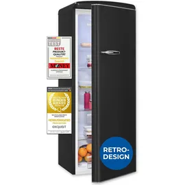 Exquisit RKS325-V-H-161E Retro-Kühlschrank (229 l, 1440 mm hoch, Schwarz)