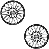 2 Stück Radkappen (wählbar in 14 Zoll, 15 Zoll,16 Zoll) – Hochwertige Radzierblenden für PKW-Stahlfelgen – Perfekt als Ersatz oder zum Nachkauf (J-TEC/Schwarz-Silber-Matt+Chromnabe, 15 Zoll)