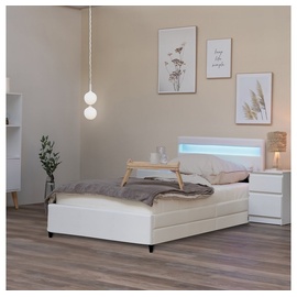 Home Deluxe LED Bett NUBE mit Schubladen - 90 x 200 - versch. Ausführungen - ohne Matratze - Weiß