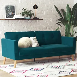 CosmoLiving by Cosmopolitan 3-Sitzer "Gloria", blau (petrol), B:192cm H:82cm T:80cm, 100% Polyester, COSMOLIVING BY COSMOPOLITAN, Sofas, Mit Knopfsteppung