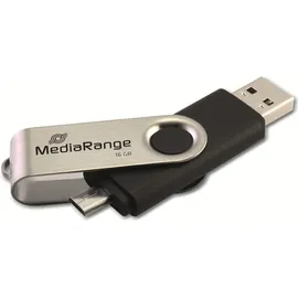MediaRange MR931-2 16 GB, USB Type-A / Micro-USB 2.0 Silber, Schwarz