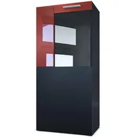 Vladon Vitrine, Bordeaux, 50.5x111x32.5 cm, Wohnzimmer, Wohnwände, Vitrinenschränke