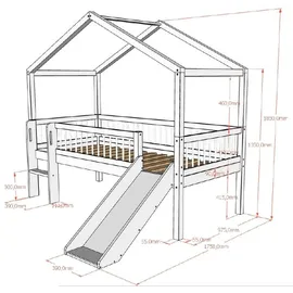 Vipack Hausbett Forrest 90 x 200 cm Buche massiv lackiert weiß