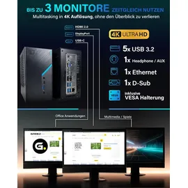 Greed Mini-PC Entry Nano Intel Celeron G5905 3,5 GHz 8 GB RAM 512 GB SSD Win 11 Pro