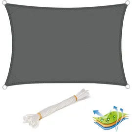 Woltu Sonnensegel Rechteck 5x7m Grau wasserabweisend Sonnenschutz Polyester Windschutz mit UV Schutz für Garten Terrasse Camping