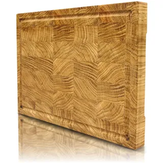 holz4home holz4home® Schneidebrett S aus Eichenholz I Stirnholz Würfelmuster Echtholz Brett I Hackbrett Steakbrett 28x20x2,5 cm I Küchenbrett mit Saftrille Holzbrett für Gemüse Fleisch