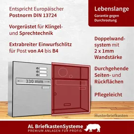AL Briefkastensysteme Durchwurfbriefkasten Premium Edelstahl Silber