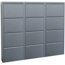 VCM ebuy24 Schuhschrank mit 12 Klappen/Türen in Metall grau. Fertig montiert geliefert.