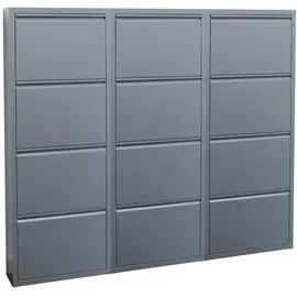 VCM ebuy24 Schuhschrank mit 12 Klappen/Türen in Metall grau. Fertig montiert geliefert.