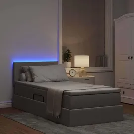 vidaXL Bett mit Stauraum und LED mit Kopfteil Taupe 90 x 190 cm Stoff