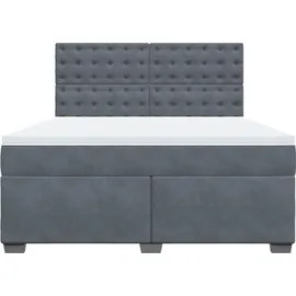 vidaXL Boxspringbett mit Matratze Dunkelgrau 180x200 cm Samt