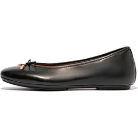 FitFlop Delicato Bow Soft Leather Ballet Flats, Schwarz, 36 EU