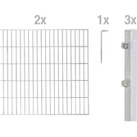 GAH Alberts Doppelstabmattenzaun 200 x 120 cm Silber/Metall