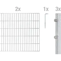 GAH Alberts Doppelstabmattenzaun 200 x 120 cm Silber/Metall