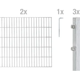 GAH Alberts Doppelstabmattenzaun 200 x 120 cm Silber/Metall