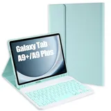 Jeloyutek für Samsung Galaxy Tab A9+/A9 Plus 11" 2023 Tastatur Hülle, QWERTZ Layout Magnetisch Abnehmbarer Tastatur mit Hülle für Galaxy Tab A9 Plus/A9+ 11" 2023(SM-X210/X215/X216), Grün