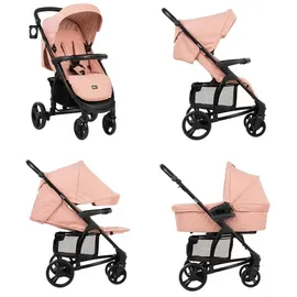 KIKKABOO Kombikinderwagen Madrid 3 in 1, Babyschale, Babywanne, faltbar, Tasche rosa - Rosa