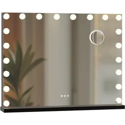 CLP Schminkspiegel Norlina 80x60cm I Kosmetikspiegel mit Vergrößerung I Dimmbare LED-Beleuchtung I Schminktisch mit 3 Licht-Modi