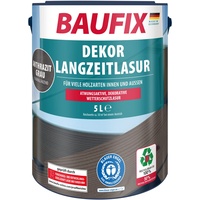 BAUFIX Dekor Langzeitlasur anthrazitgrau, seidenglänzend, 5 Liter, Holzlasur, Holzschutzlasur für außen und innen, für viele Nadel-/Harthölzer