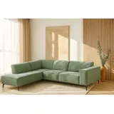 PLACES OF STYLE Ecksofa PLACES OF STYLE "Lorcan, Breite 275 cm, weiches Sitzgefühl", grün (mint), B:275cm H:77cm T:210cm, Struktur weich: (85% Polyester, 15% Nylon), Sofas, Ecksofa, Massivholz- oder Metallfüße, Lederoptik, Struktur, Chenille, Boucle