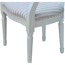 VCM Rokoko Amaretta Esszimmerstuhl Baumwolle Beige/Weiß