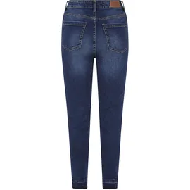 URBAN CLASSICS Skinny Open Hem Hochtaillierte Jeans Dark Blue Washed 27