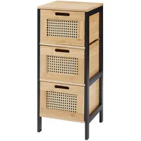 [en.casa] Tervola Badkommode 30 x 72 x 30 cm Schwarz/Bambus