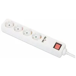 Manhattan Power Distribution Unit EU (2-pin), x4 gang/output & x2 USB-A ports wi