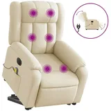 vidaXL Elektrischer Massagesessel mit Aufstehhilfe Creme Stoff