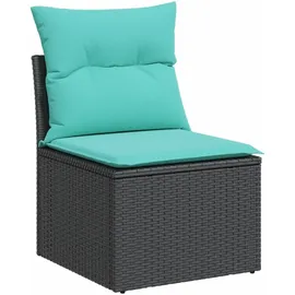 vidaXL 8-teiliges Gartensofa-Set mit Kissen, schwarzes Polyrattan