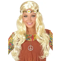 Blumige Hippie-Perücke Blond - OS