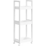 Songmics Rollwagen, Badregal, Badezimmerregal mit 3 Ebenen, Nischenregal Bambus, Regal schmal, Nischenwagen auf Rollen, platzsparend, 20 x 30 x 80 cm, weiß BCB083W01