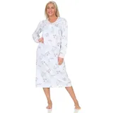 normann Damen Langarm Nachthemd im klassischen fraulichen Design mit Knopfleiste am Hals, Farbe:rosa, Größe:44-46 - 44-46