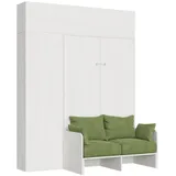 Kentaro 120 cm Klappbett in Queensize-Größe mit Sofa und Möbeln in Weiß, Esche und Grün