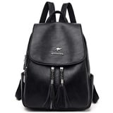 NICOLE & DORIS Rucksack Damen Elegant Rucksack Anti Diebstahl Rucksackhandtaschen PU Leder Rucksäcke Wasserdichter Schulrucksack Daypack für Reisen Freizeit Arbeit Schwarz