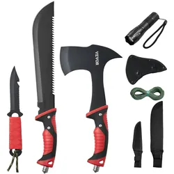 VEVOR Campingbeil Machete Messer Set Scheide Jagdmesser Taschenlampe Paracord