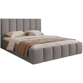 Selsey Sarafino - Polsterbett 140x200 cm, mit Bettkasten und Lattenrost, hellgrau