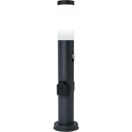 ETC Shop Sockelleuchte Edelstahl 60 cm 2x Steckdose grau
