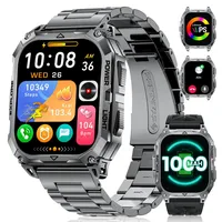 FITFLEX Militär Smartwatch Herren mit 1000 mAh,2,01" HD Großes Touchscreen Smartwatch mit Telefonfunktion/Herzfrequenz/SpO2/Schlafmonitor,IP68 Wasserdicht Fitnessuhr mit 120+Sportmodi für iOS Android