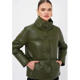 Freshlions Steppjacke "Olena", Damen, Gr. XL, grün, 100% Polyester, kariert, unifarben, lang, Jacken Steppjacke, im klassischen Design