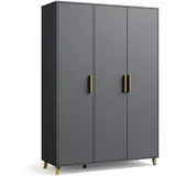 Rauch Kleiderschrank, Garderobe Wäscheschrank Shinjo grau metallic, Schwarz, 140x203x53cm