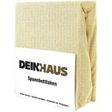 DH DEIN.HAUS Frottee Weiches Spannbetttuch 180 x 200 cm – Baumwolle, mit Gummizug, pflegeleicht, Bettlaken – Farbe: Creme