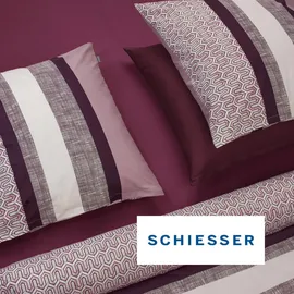 SCHIESSER Siena Gestreift Burgund 135 x 200 cm + 80 x 80 cm