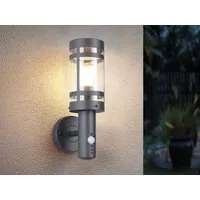 MeineWunschleuchte LED Außenwandleuchte mit Bewegungsmelder Anthrazit Fassadenbeleuchtung, H 34,5cm