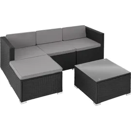 Tectake tectake® Rattan Lounge, für 3 bis 4 Personen, widerstandsfähig - Schwarz